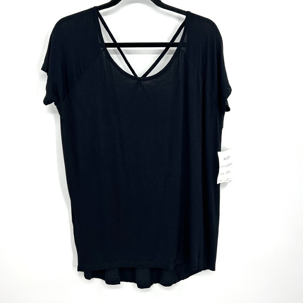 NWT URBAN OUTFITTERS - Mouchette Black Jersey Strappy Low Back Shirt Size Medium